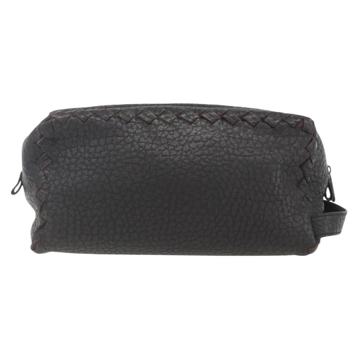 Bottega Veneta Zip Clutch Leather Brown Leather Clutche & Pouche Bag (Pre-Owned)