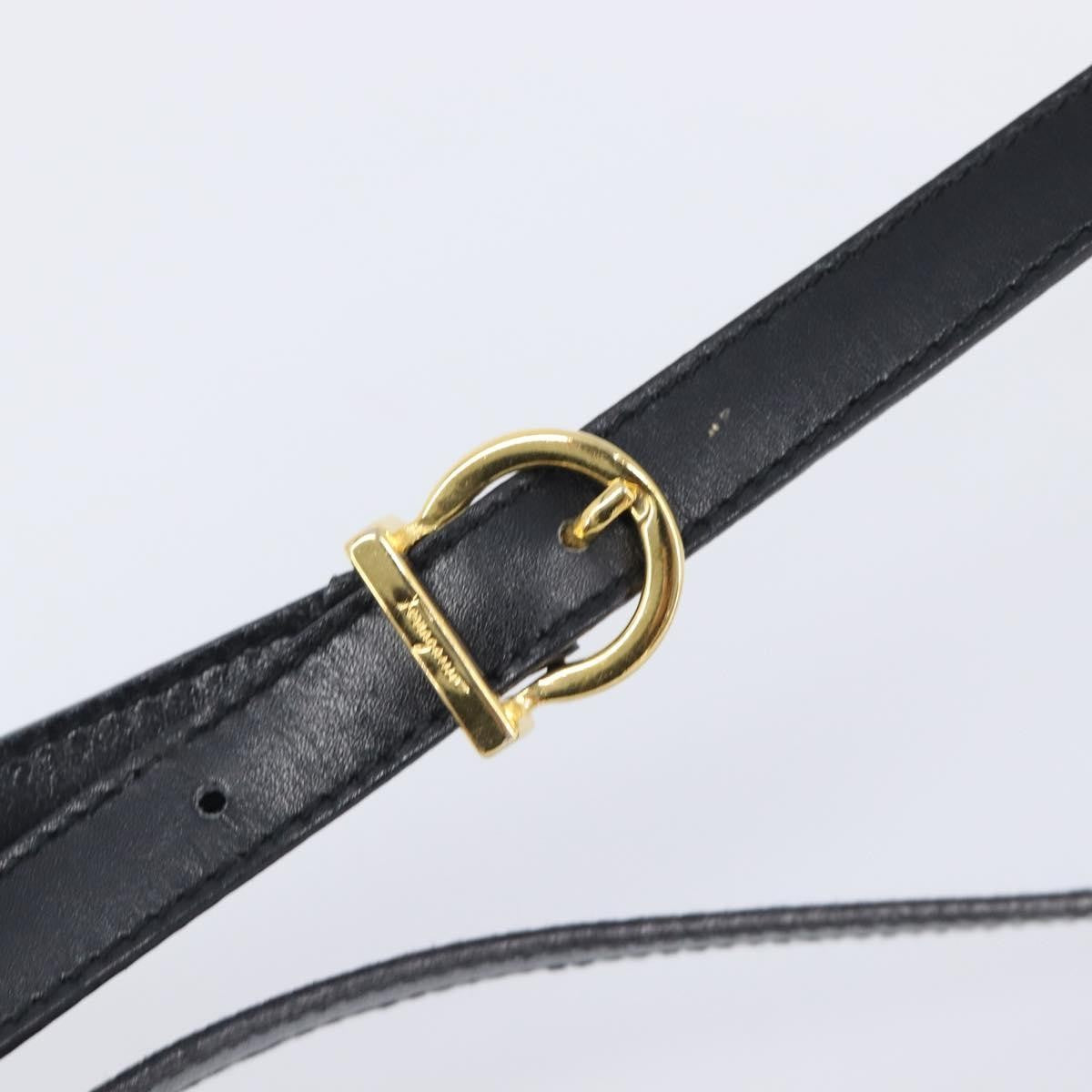 Salvatore Ferragamo Vara Bow Camera Leather Black Leather Shoulder Bag Bag (Pre-Owned)