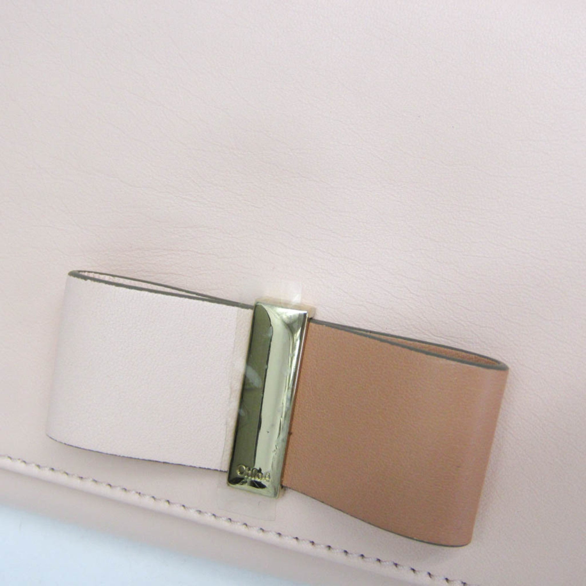 Chloe Bow Detail Wallet On Chain Leather Pink Leather Clutche & Pouche Bag (Pre-Owned)