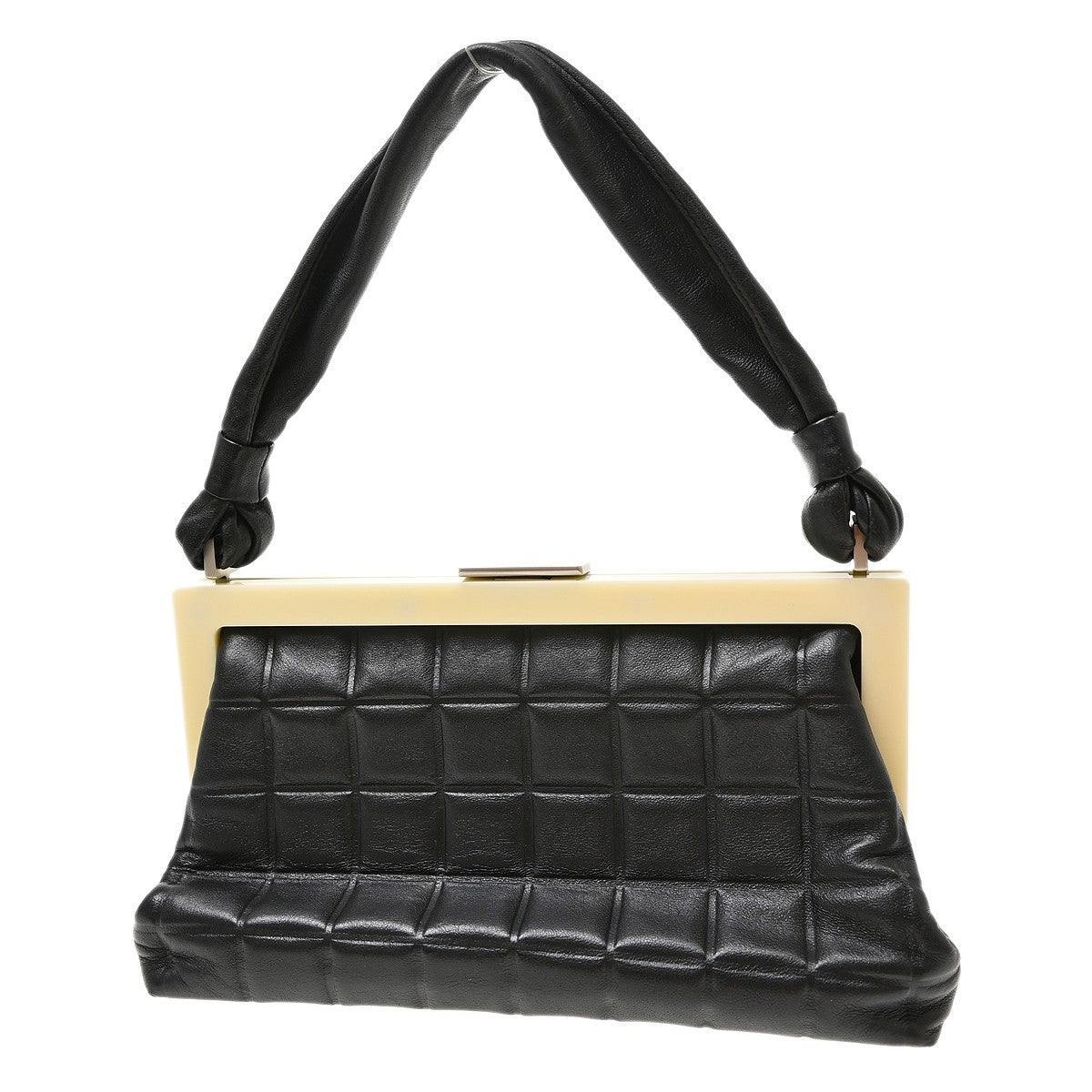 Chanel Chocolate Bar Frame Quilted Lambskin Black Leather Shoulder Bag Bag (Pre-Owned)