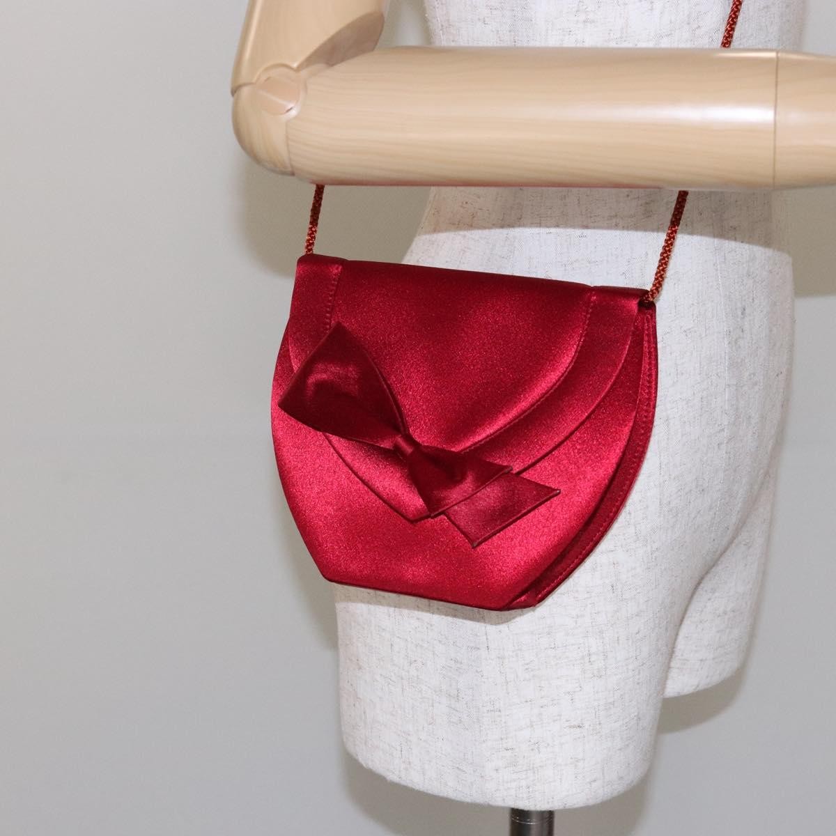 Saint Laurent Vintage Flap Silk Red Satin Clutche & Pouche Bag (Pre-Owned)