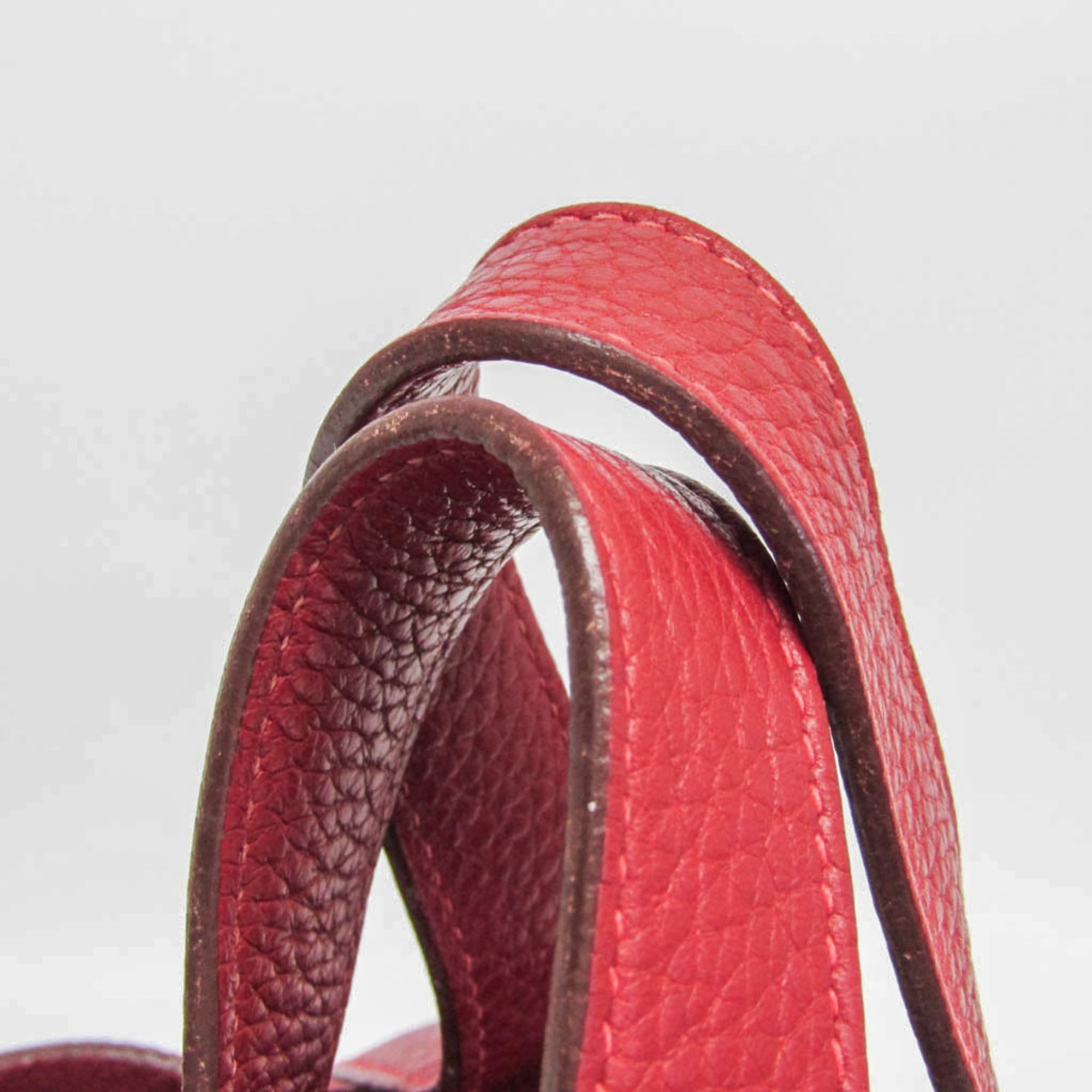 Hermes Picotin Clemence Red Leather Handbag (Pre-Owned)