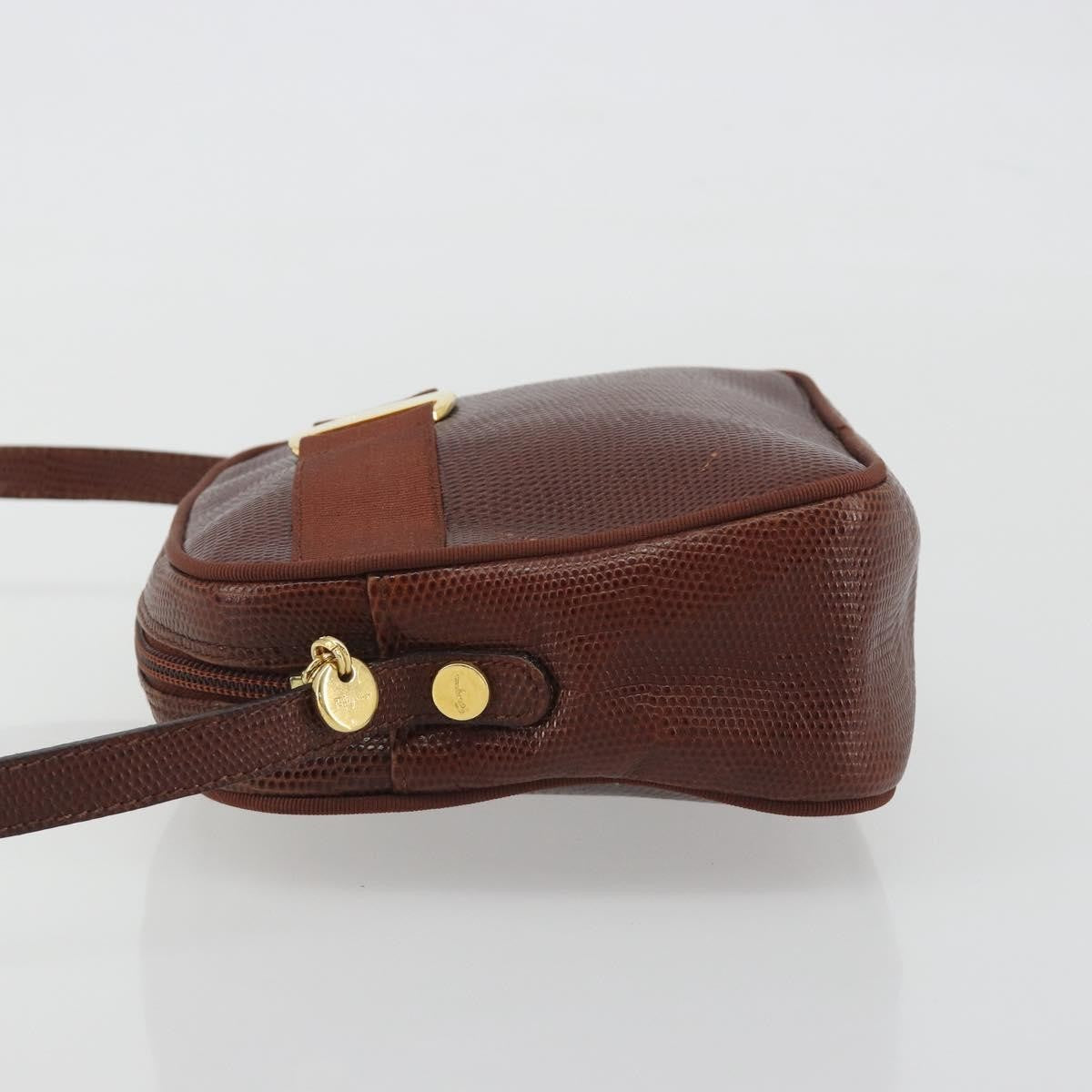 Salvatore Ferragamo Vara Bow Camera Leather Brown Leather Shoulder Bag Bag (Pre-Owned)