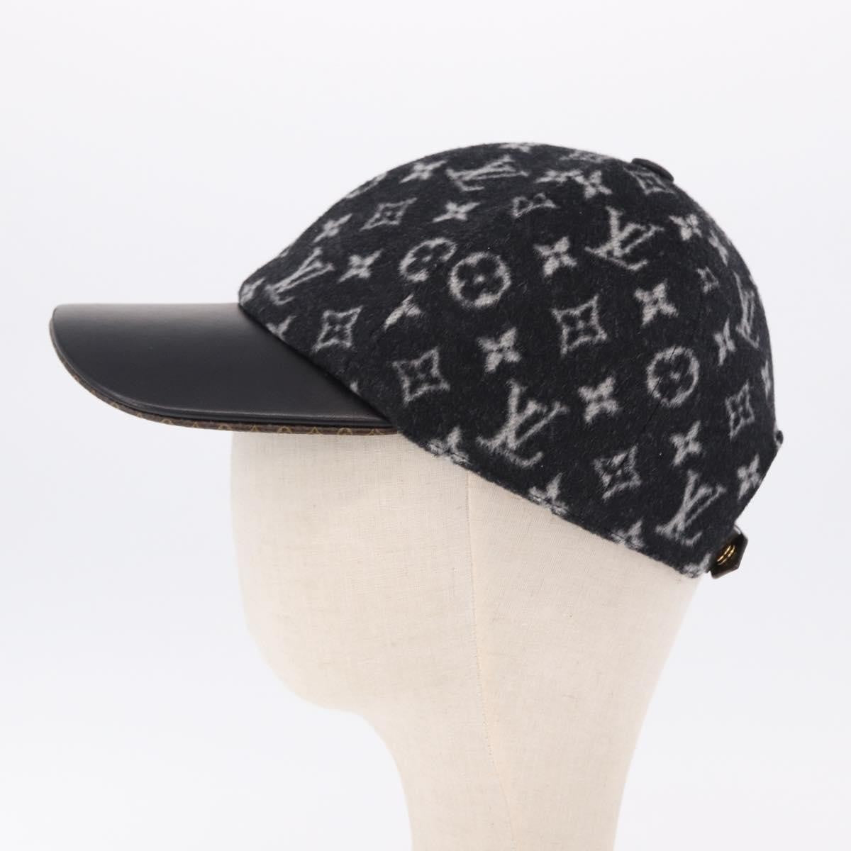 Louis Vuitton Carry On Baseball Cap Monogram Wool And Leather Black Wool Head Accessory Accessory (Pre-Owned)