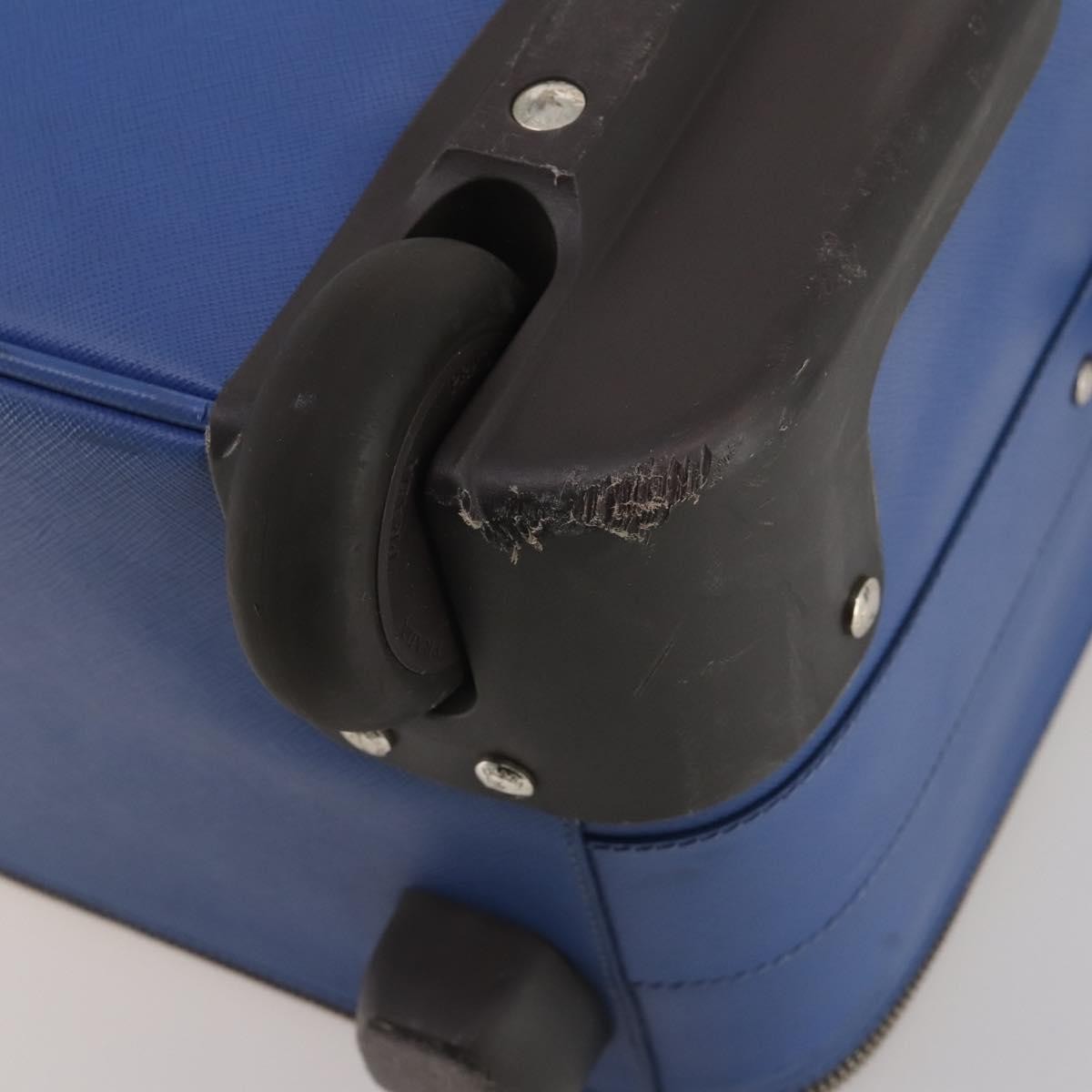 Prada Travel Saffiano Leather Blue Leather Travel Bag Bag (Pre-Owned)