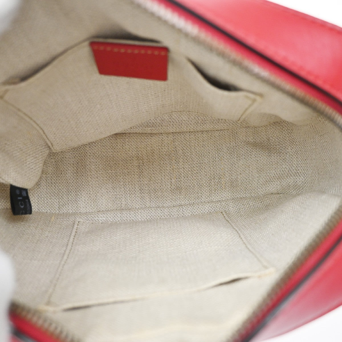 Gucci Bee Web Camera Leather Red Leather Shoulder Bag Bag (Pre-Owned)