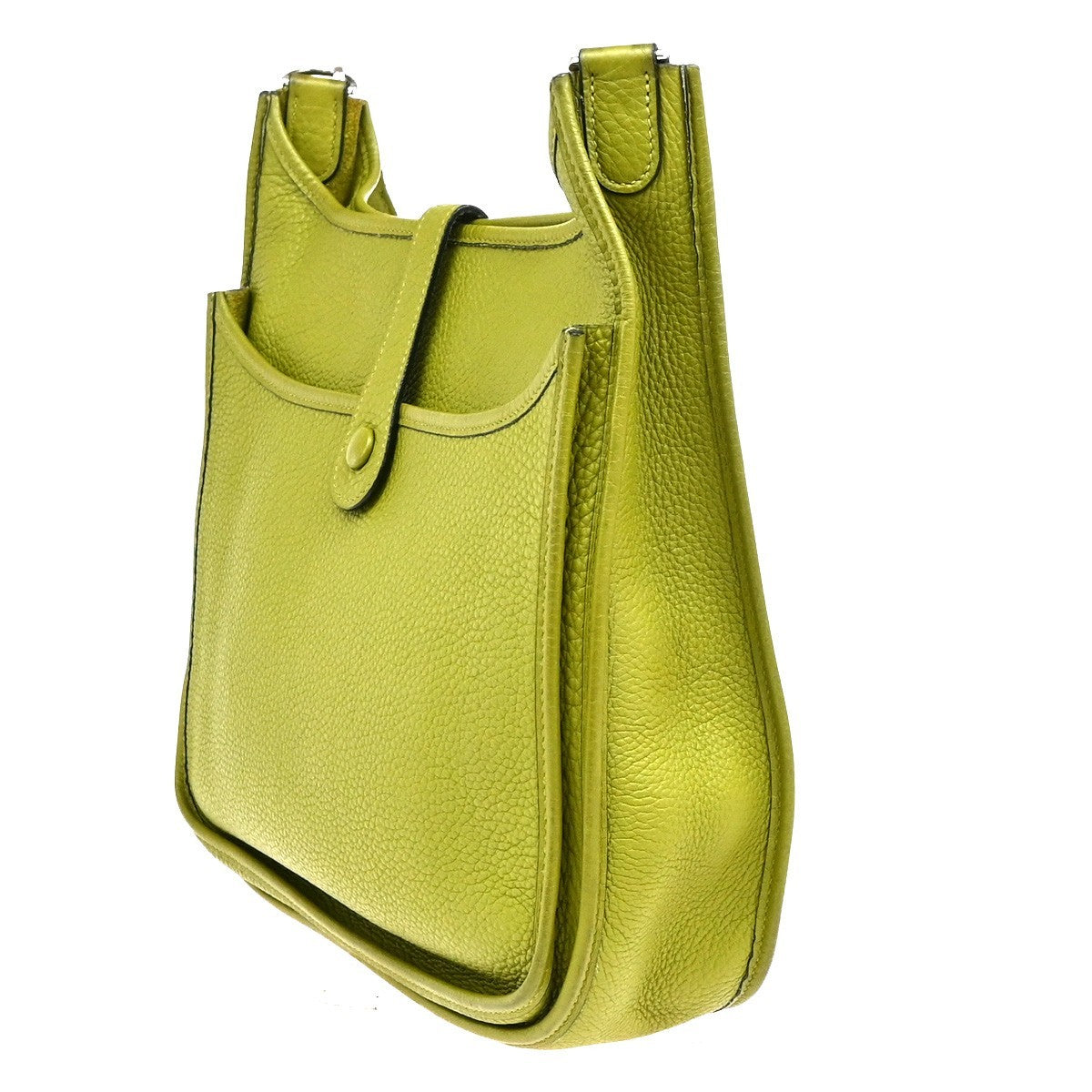 Hermes Evelyne Bag Gen Ii Clemence Green Leather Handbag (Pre-Owned)