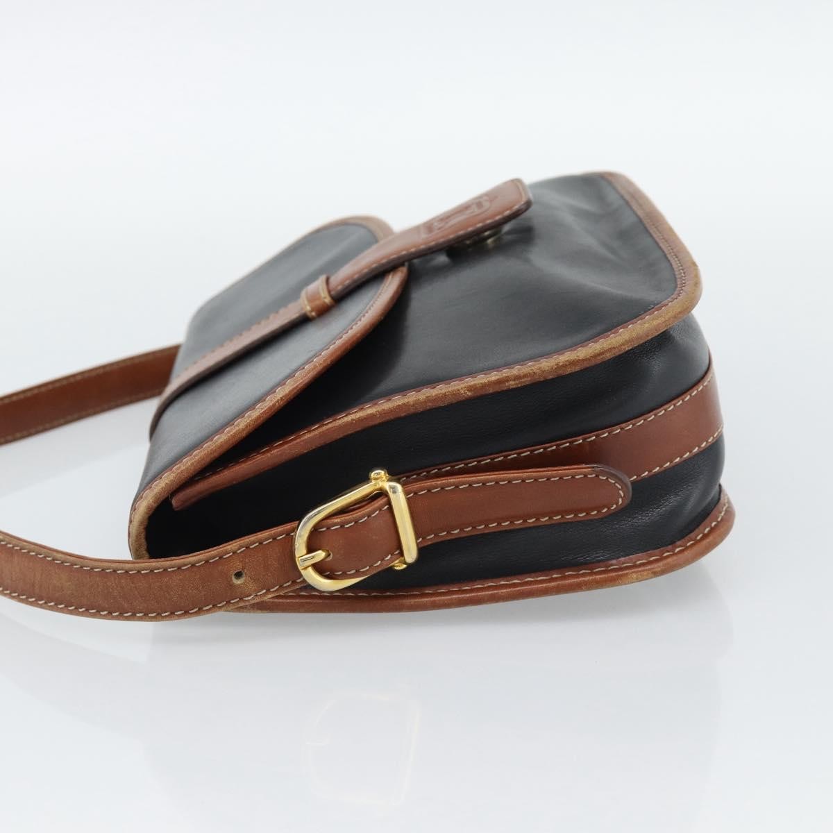 Celine Flap Shoulder Leather Black Leather Shoulder Bag Bag (Pre-Owned)