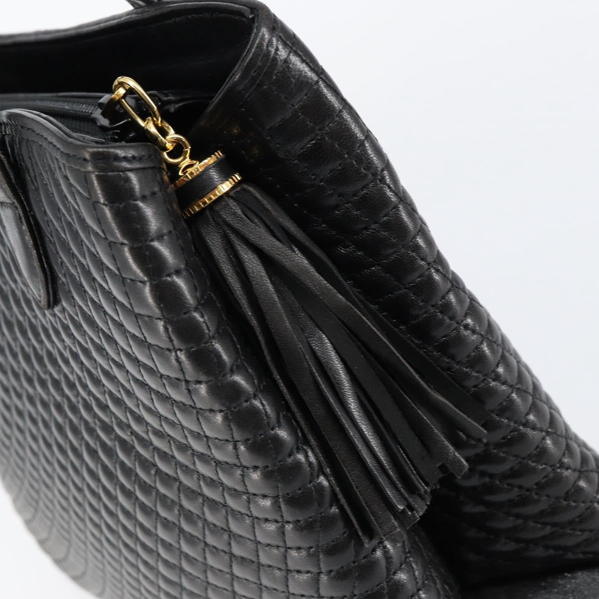Bally Vintage Quilted Leather Black Leather Handbag (Pre-Owned)