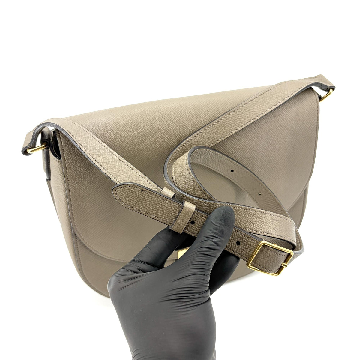 Celine Trotteur Grainy Leather Beige Calfskin Crossbody Bag Bag (Pre-Owned)