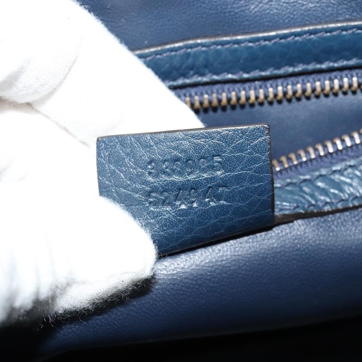 Gucci Hip Bamboo Flap Leather Blue Leather Handbag (Pre-Owned)