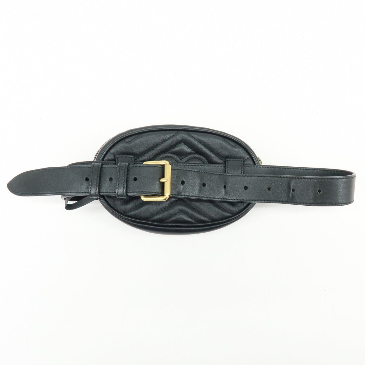 Gucci Gg Marmont Belt Matelasse Leather Black Leather Handbag (Pre-Owned)