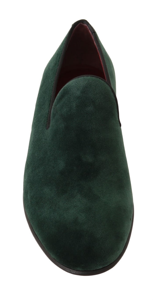 Dolce & Gabbana Green Suede Leather Slippers Women's Loafers
