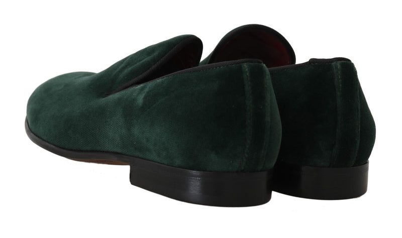 Dolce & Gabbana Green Suede Leather Slippers Women's Loafers