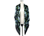 Gucci 400 Women's Navy Blue Modal / Silk With Blue Bloom Print Scarf 550905 4069