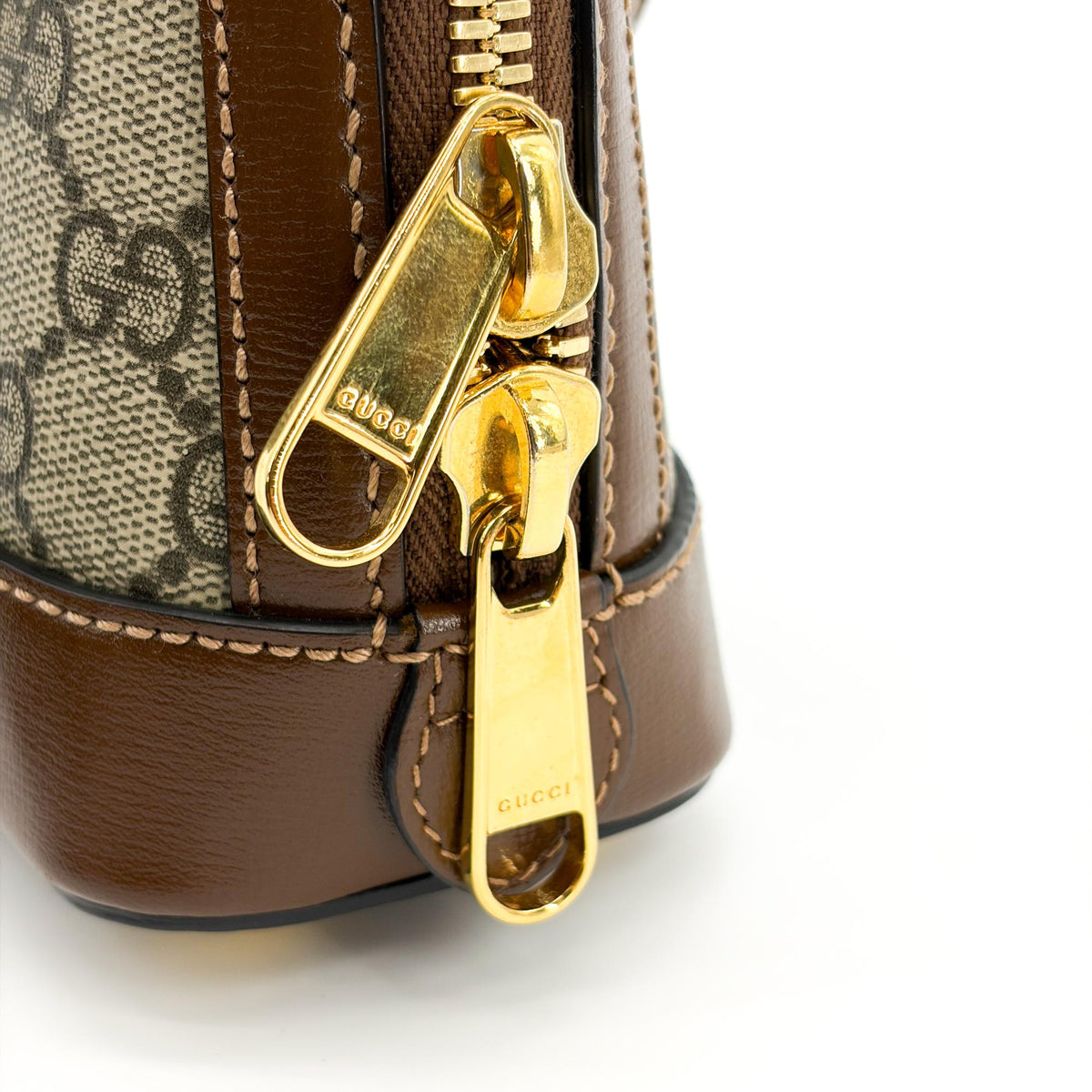 Gucci Horsebit 1955 Top Handle Gg Coated Canvas With Leather Brown Canvas Handbag (Pre-Owned)