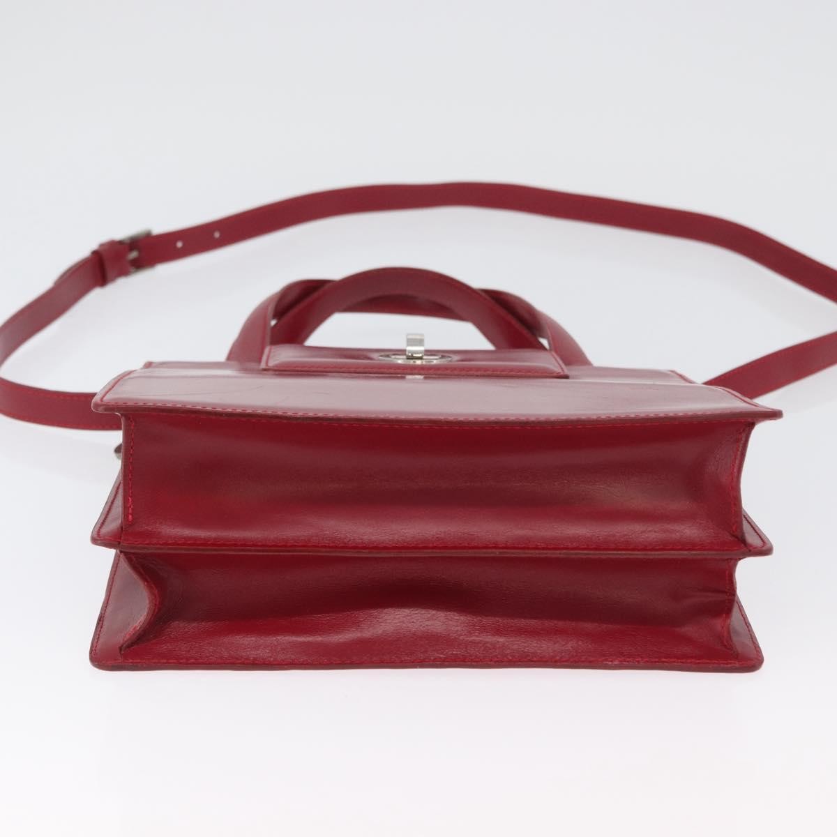 Bvlgari Top Handle Leather Red Leather Handbag (Pre-Owned)
