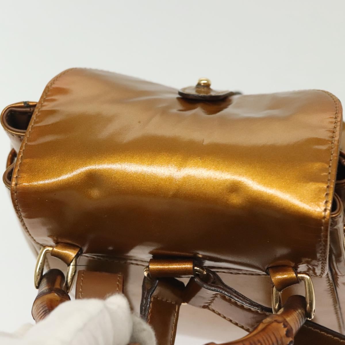 Gucci Vintage Bamboo Patent Gold Patent_Leather Bag (Pre-Owned)