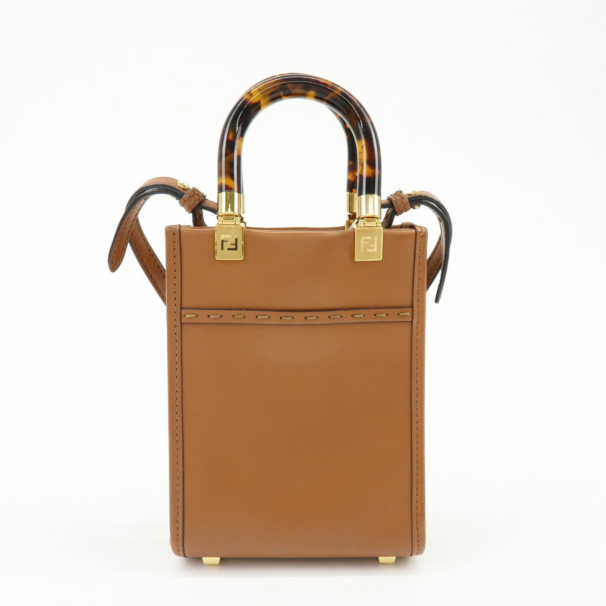 Fendi Sunshine Shopper Leather Brown Leather Tote Bag Bag (Pre-Owned)