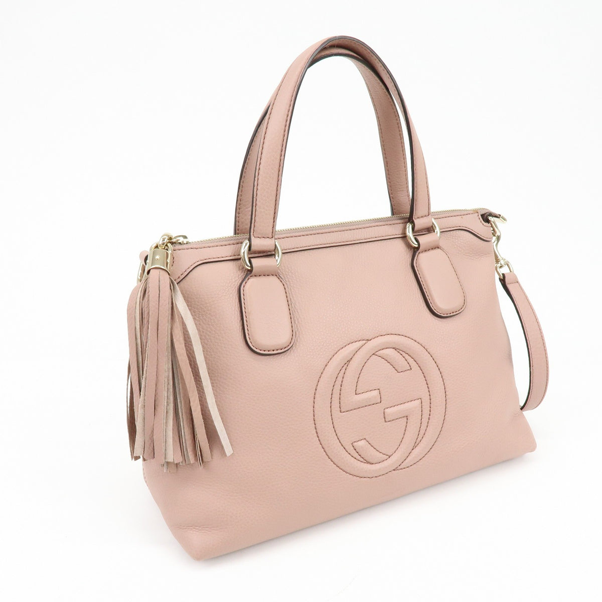 Gucci Soho Convertible Soft Top Handle Leather Pink Leather Handbag (Pre-Owned)