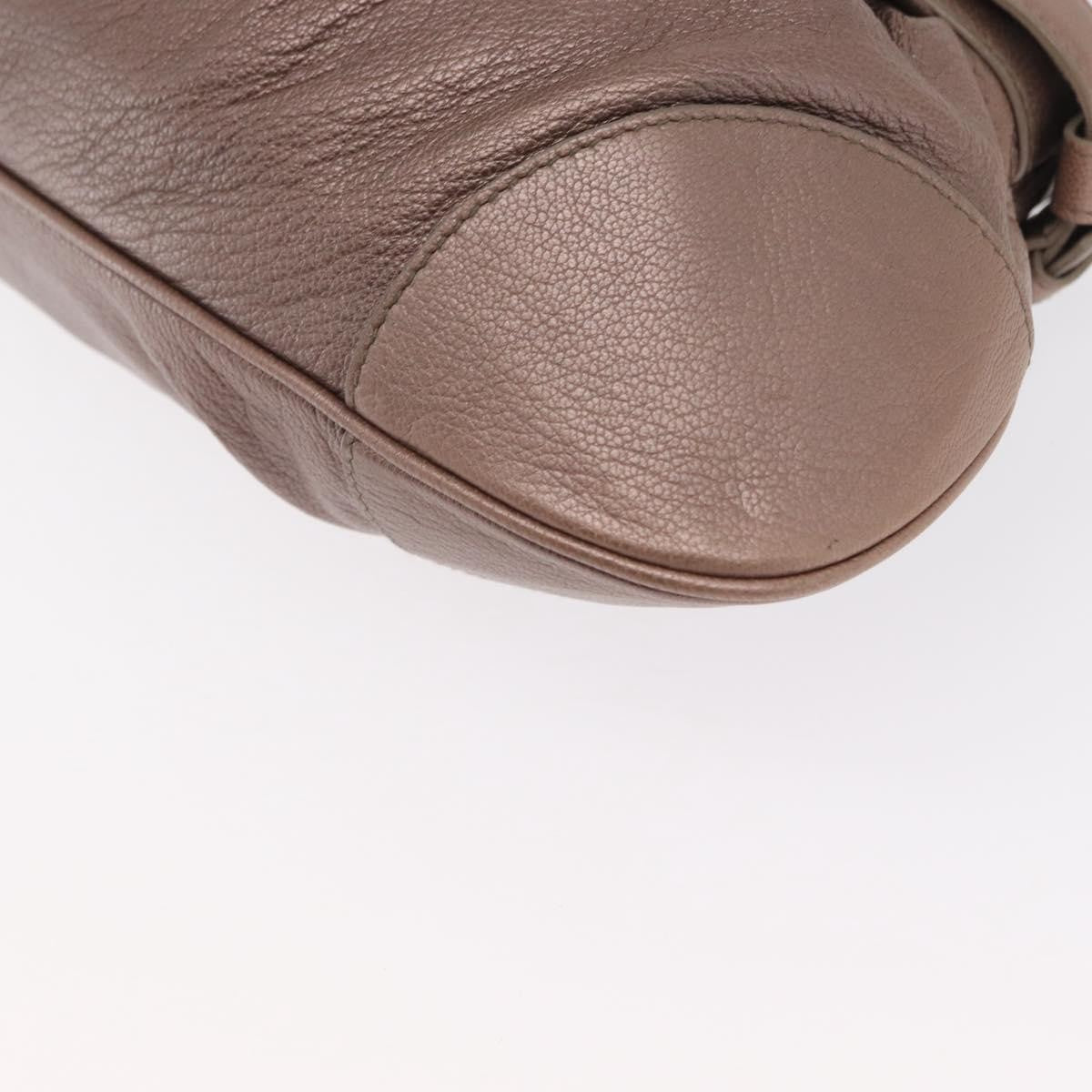 Salvatore Ferragamo Gancini Leather Beige Leather Handbag (Pre-Owned)