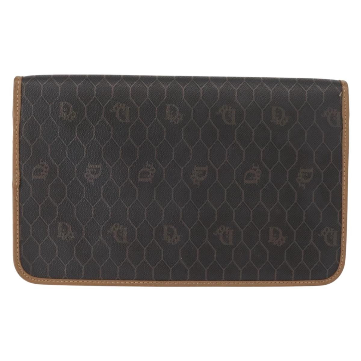 Christian Dior Vintage Honeycomb Chain Canvas Black Canvas Shoulder Bag Bag (Pre-Owned)