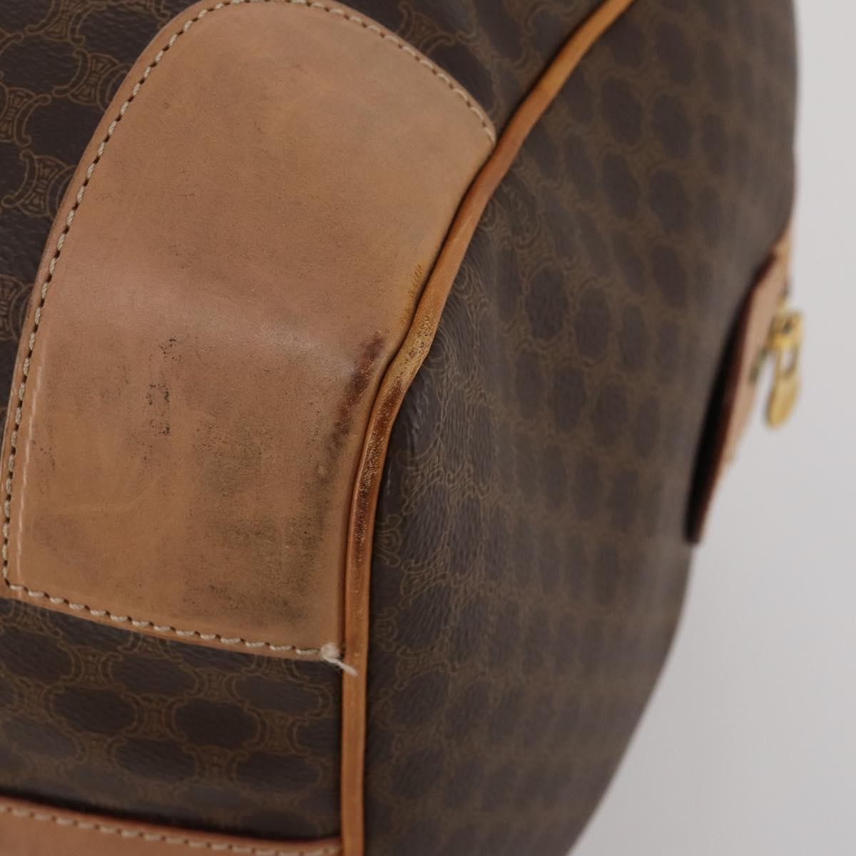 Celine Vintage Duffle Canvas And Leather Brown Canvas Travel Bag Bag (Pre-Owned)