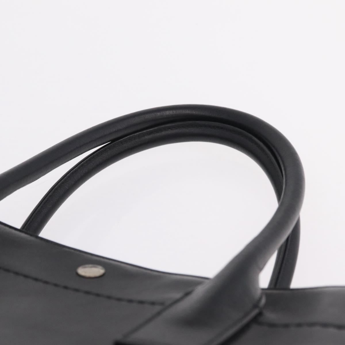 Saint Laurent Rive Gauche Shopper Embossed Leather Black Leather Tote Bag Bag (Pre-Owned)