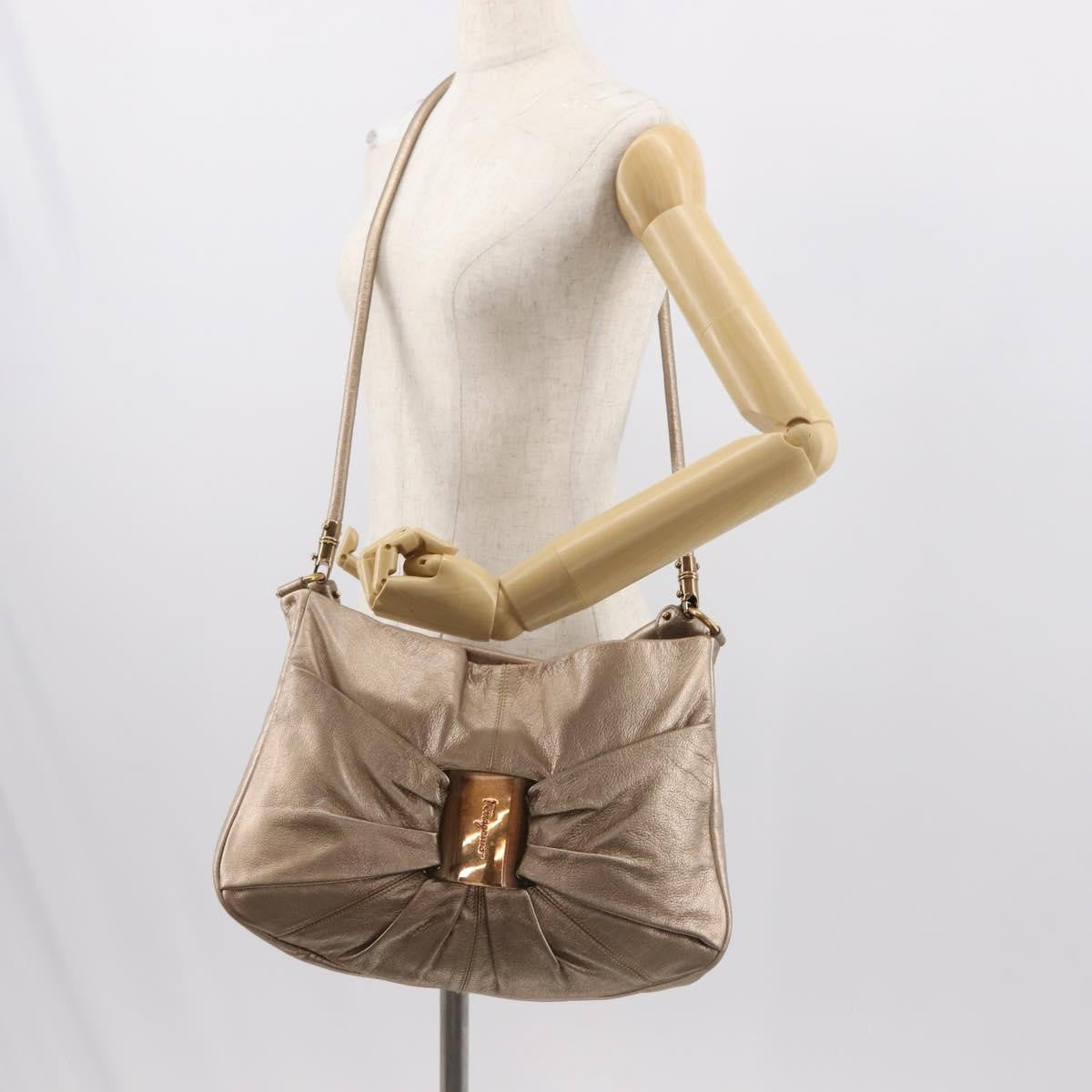 Salvatore Ferragamo Miss Vara Hobo Leather Gold Leather Handbag (Pre-Owned)