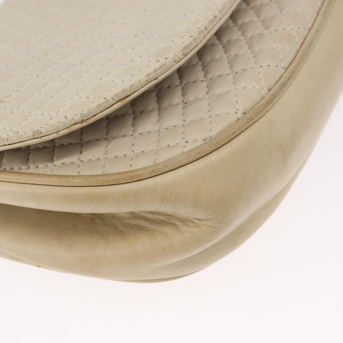 Bally Vintage Quilted Leather White Leather Shoulder Bag Bag (Pre-Owned)