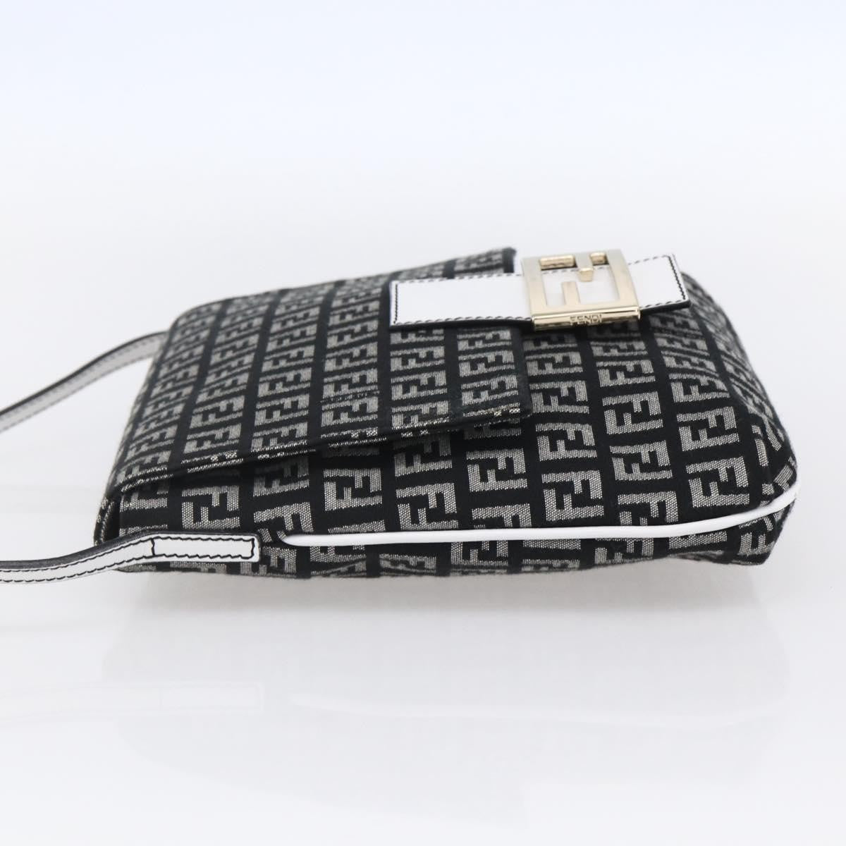 Fendi Vintage Flap Zucchino Canvas Black Canvas Shoulder Bag Bag (Pre-Owned)