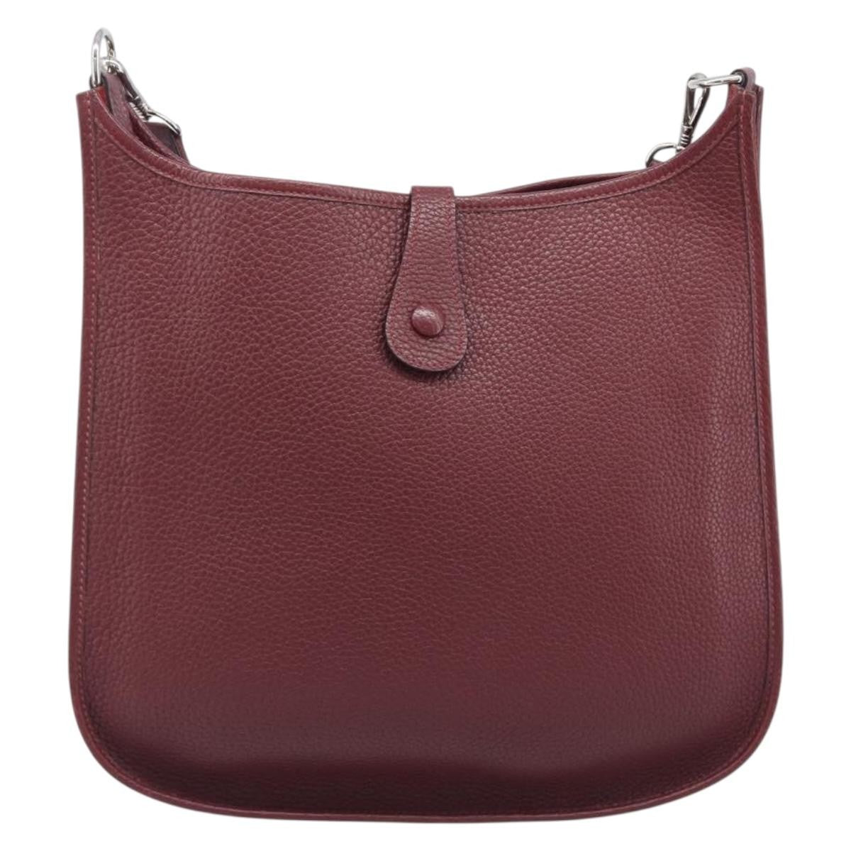 Hermes Evelyne Bag Gen I Chamonix Burgundy Leather Handbag (Pre-Owned)