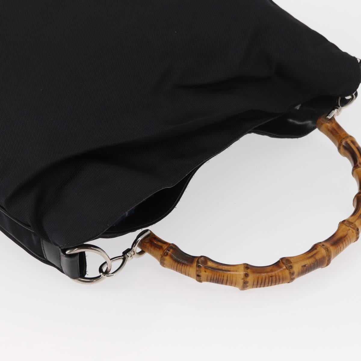 Gucci Vintage Bamboo Shoulder Canvas Black Canvas Shoulder Bag Bag (Pre-Owned)