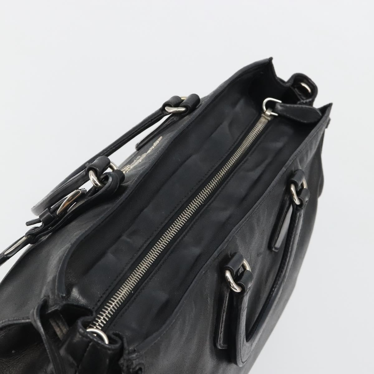 Prada Vitello Daino Convertible Tote Vitello Daino Black Leather Handbag (Pre-Owned)