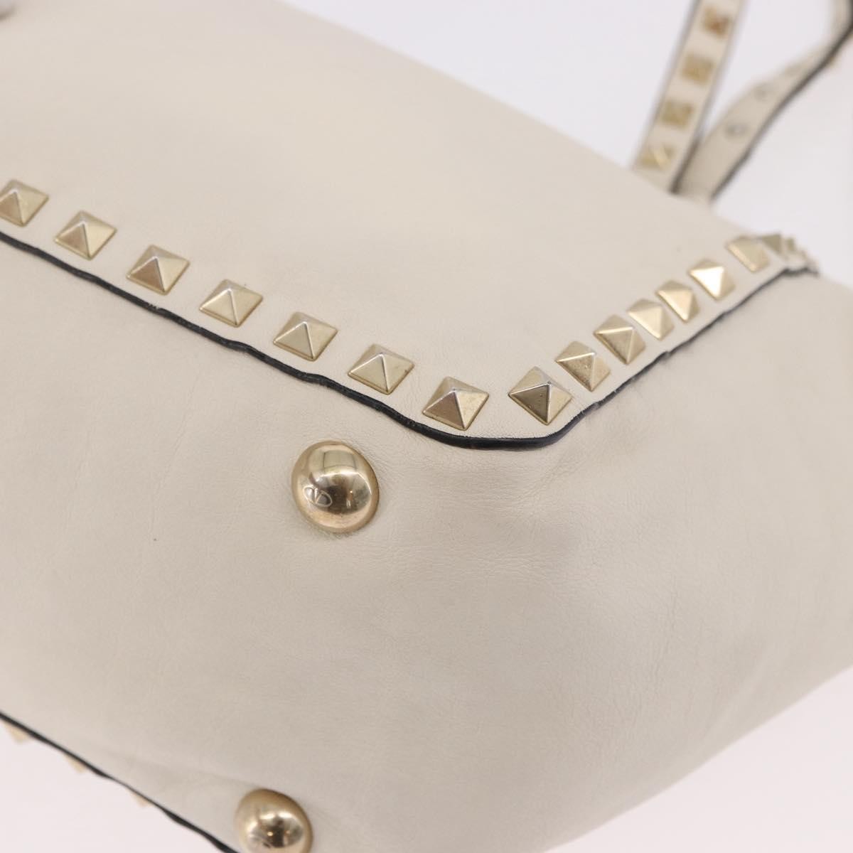 Valentino Garavani Rockstud Tote Soft Leather White Leather Tote Bag Bag (Pre-Owned)