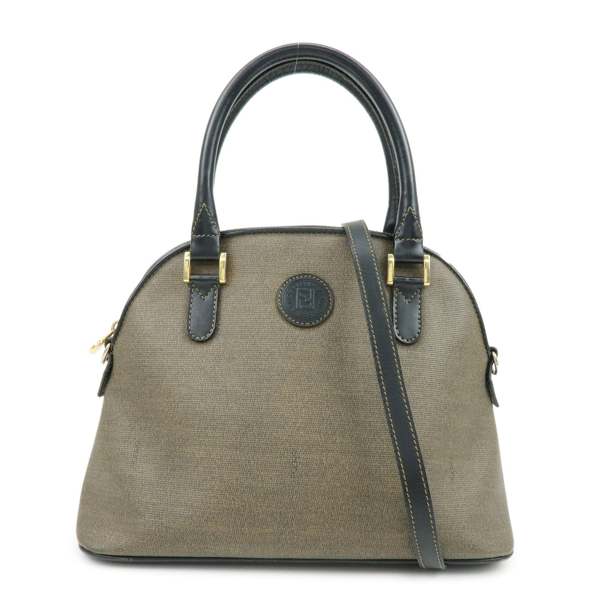 Fendi Vintage Dome Satchel Leather Brown Leather Handbag (Pre-Owned)