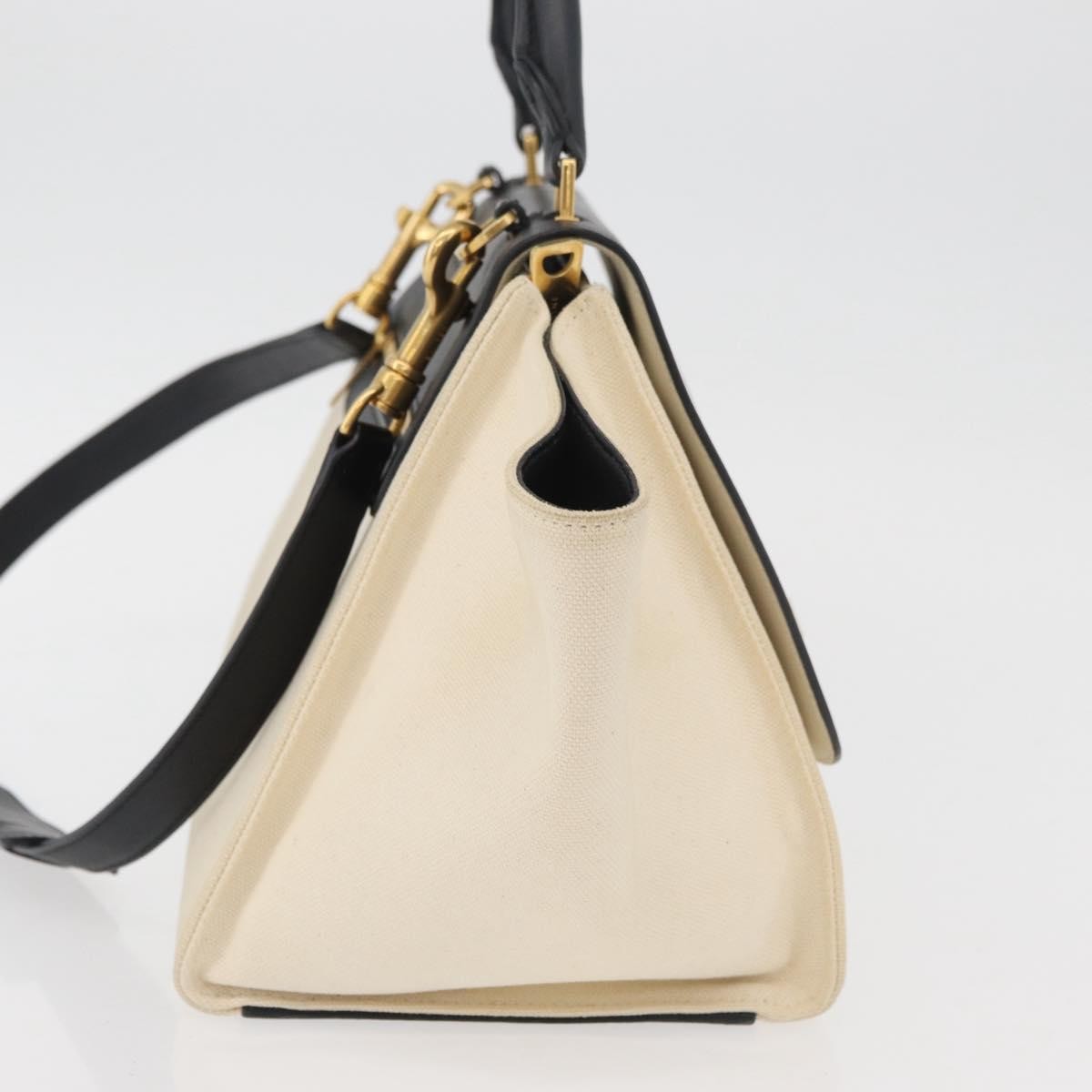 Celine Trapeze Leather With Canvas Beige Canvas Handbag (Pre-Owned)