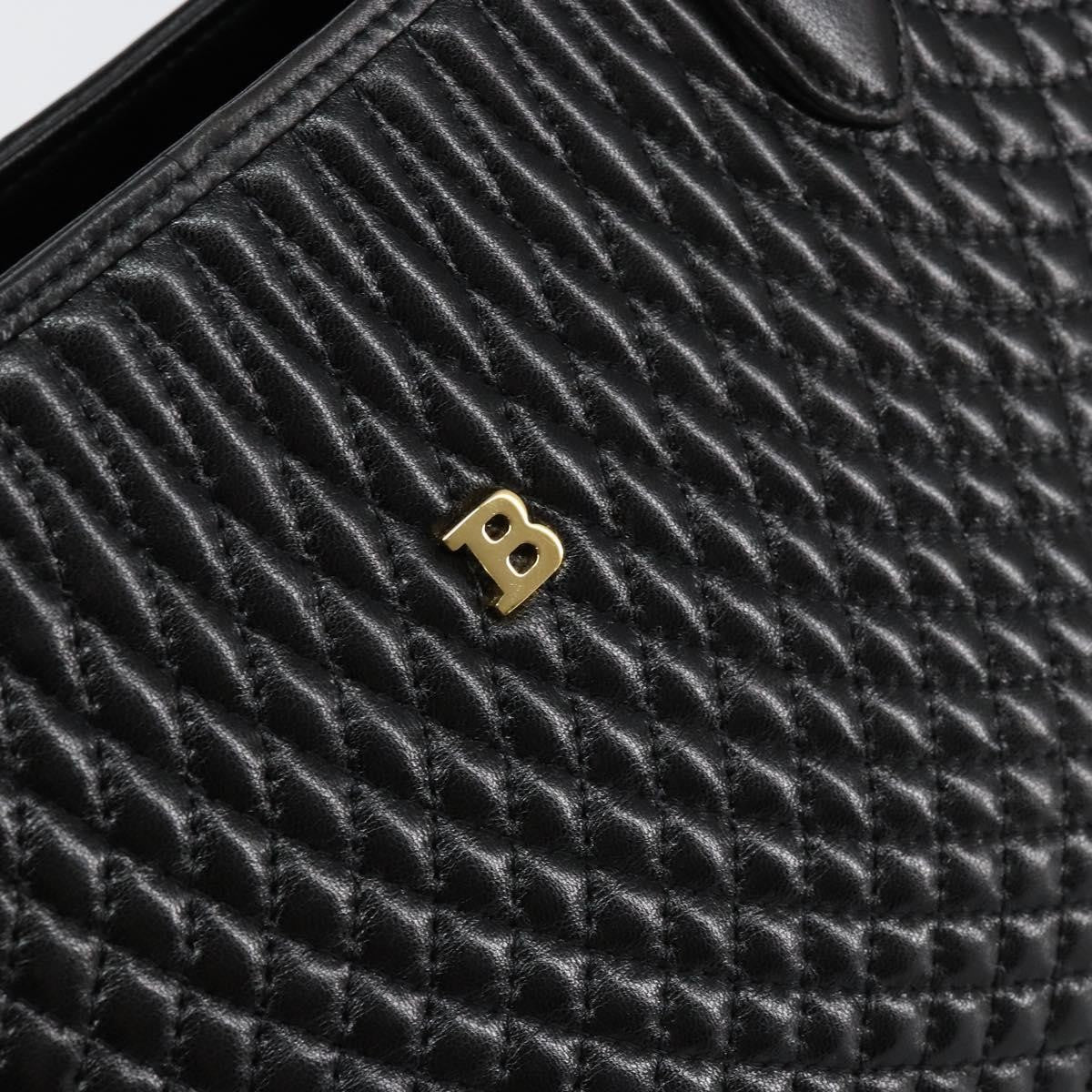 Bally Vintage Quilted Leather Black Leather Handbag (Pre-Owned)
