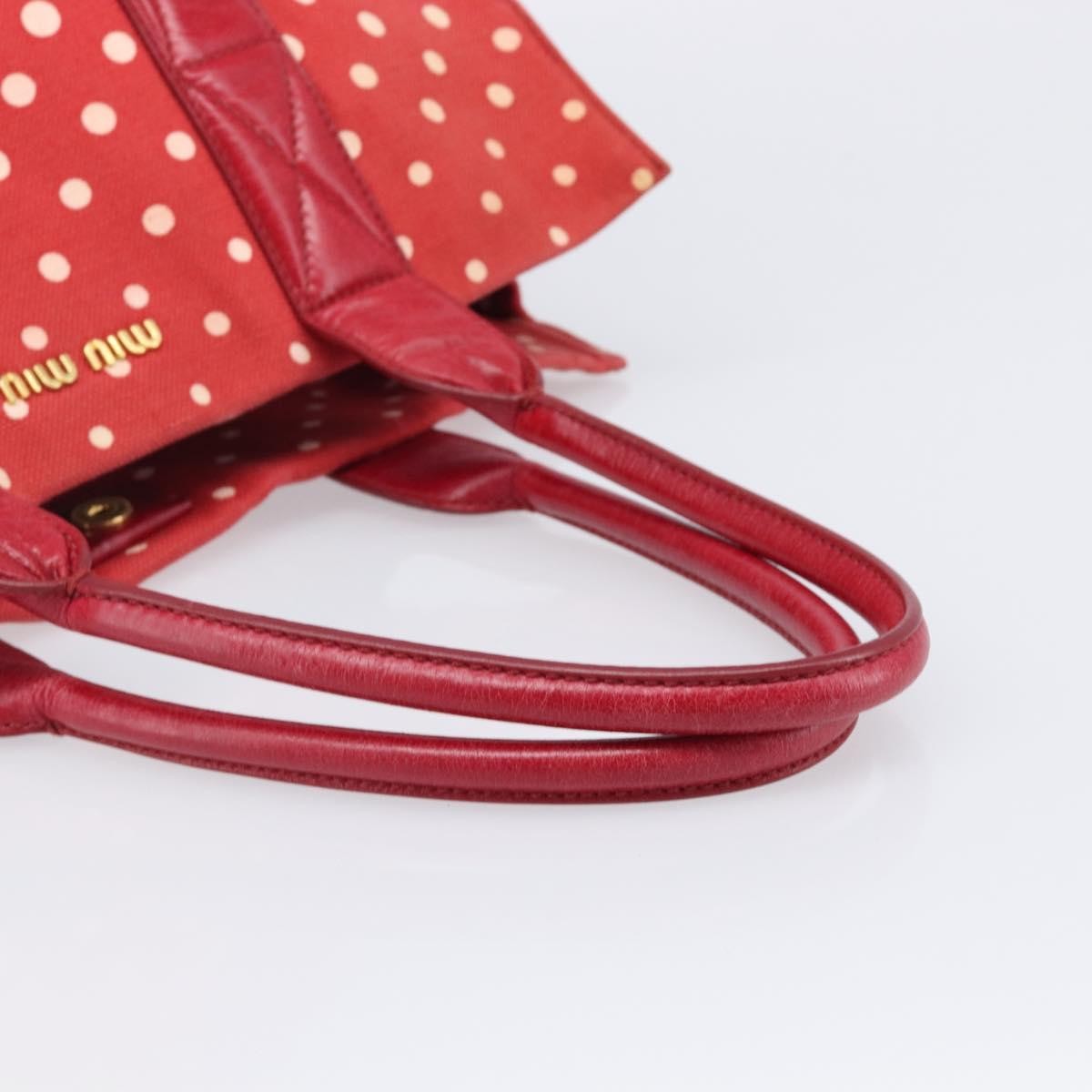 Miu Miu Beau Top Handle Leather Red Canvas Handbag (Pre-Owned)