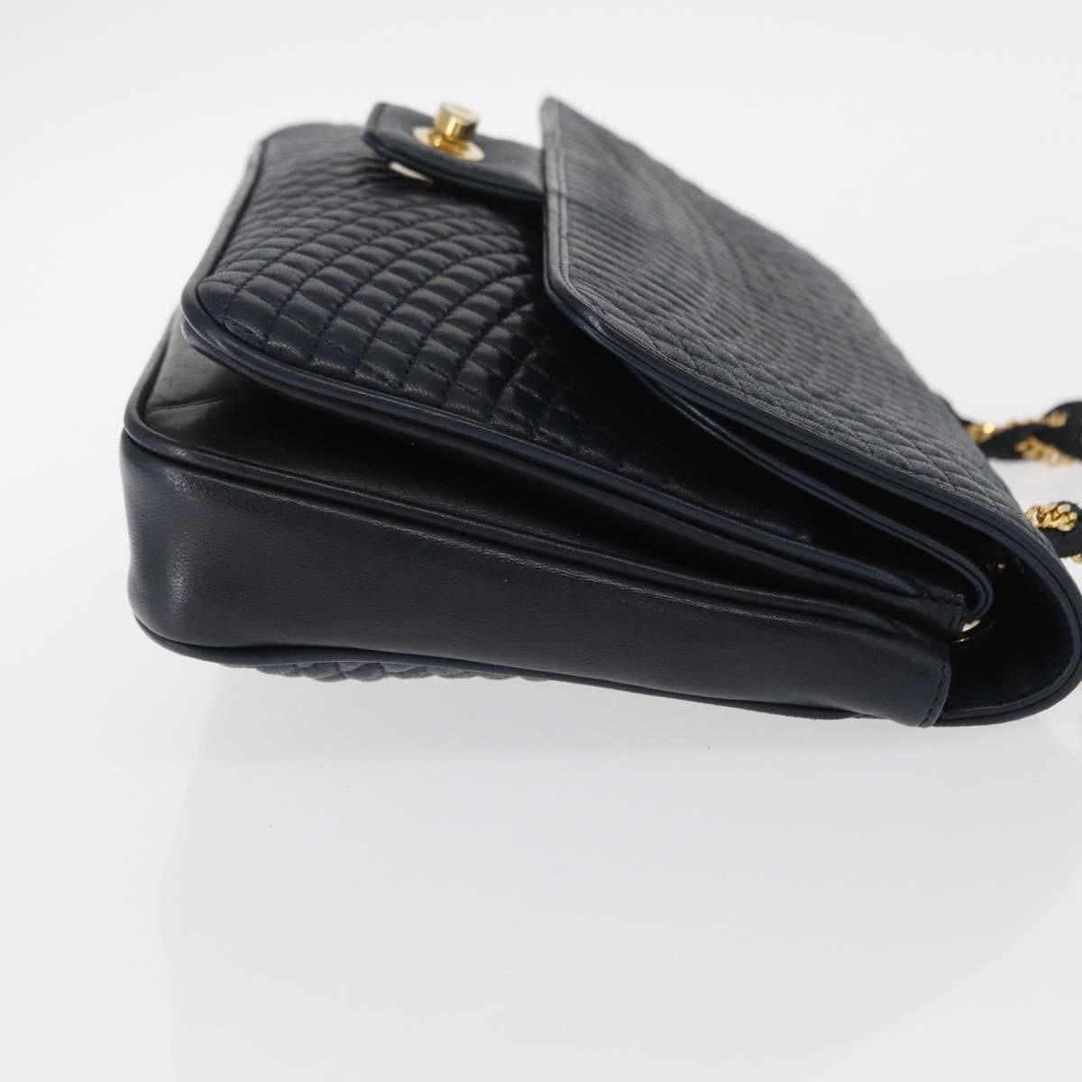 Bally Vintage Leather Navy Leather Shoulder Bag Bag (Pre-Owned)