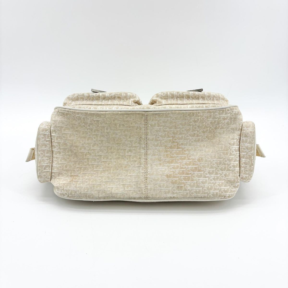 Christian Dior Vintage Trotter Street Chic Pocket Hobo Diorissimo Canvas White Canvas Shoulder Bag Bag (Pre-Owned)