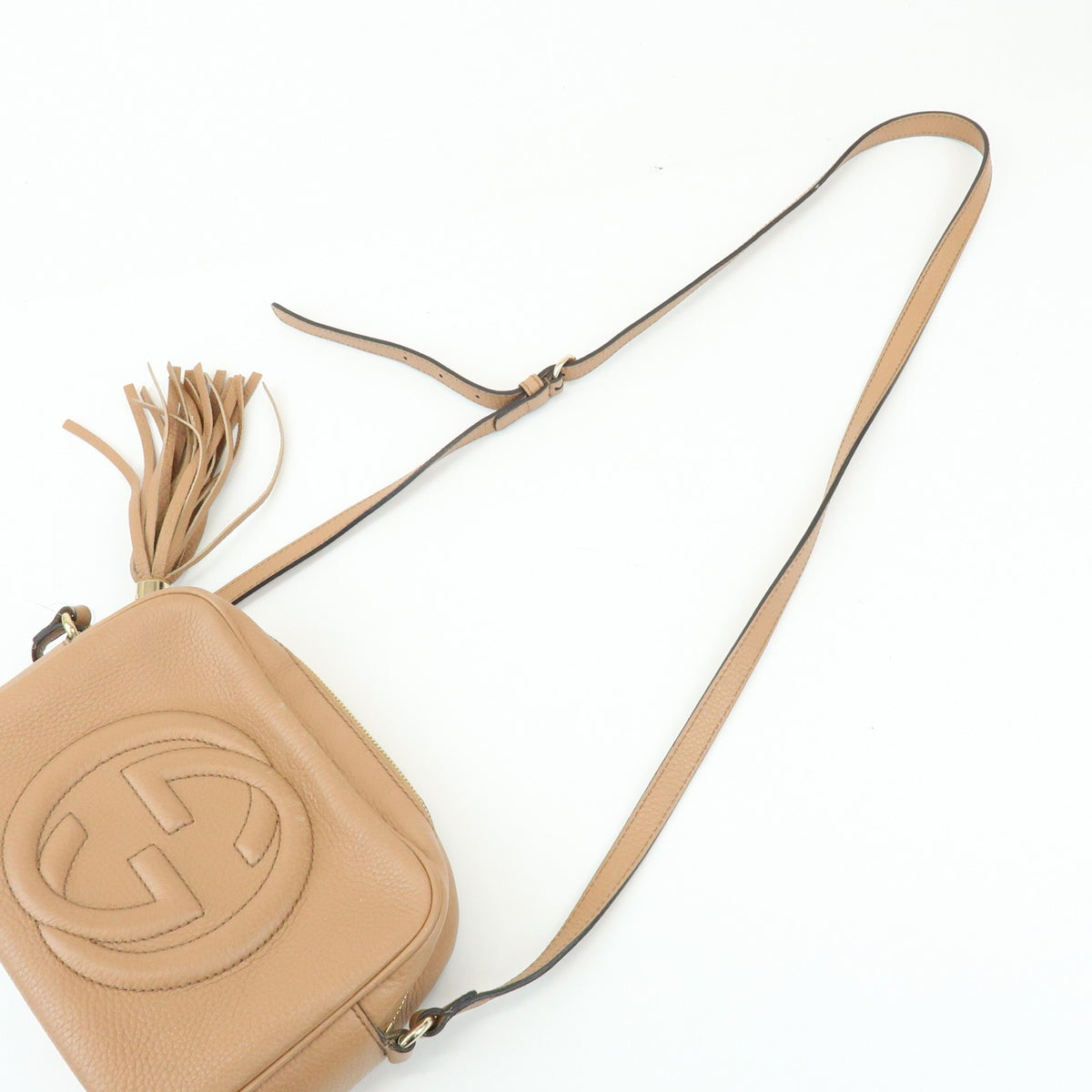 Gucci Soho Disco Leather Beige Leather Crossbody Bag Bag (Pre-Owned)