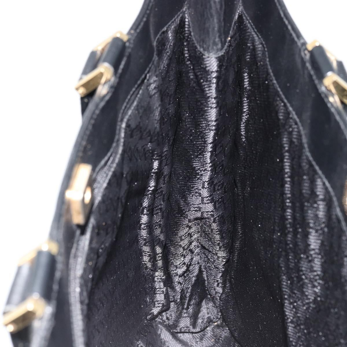 Gucci Vintage Tote Leather Black Leather Tote Bag Bag (Pre-Owned)