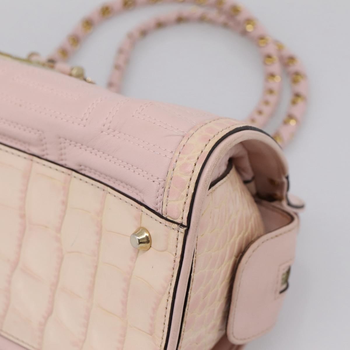 Versace Vintage Tote Leather Pink Leather Tote Bag Bag (Pre-Owned)