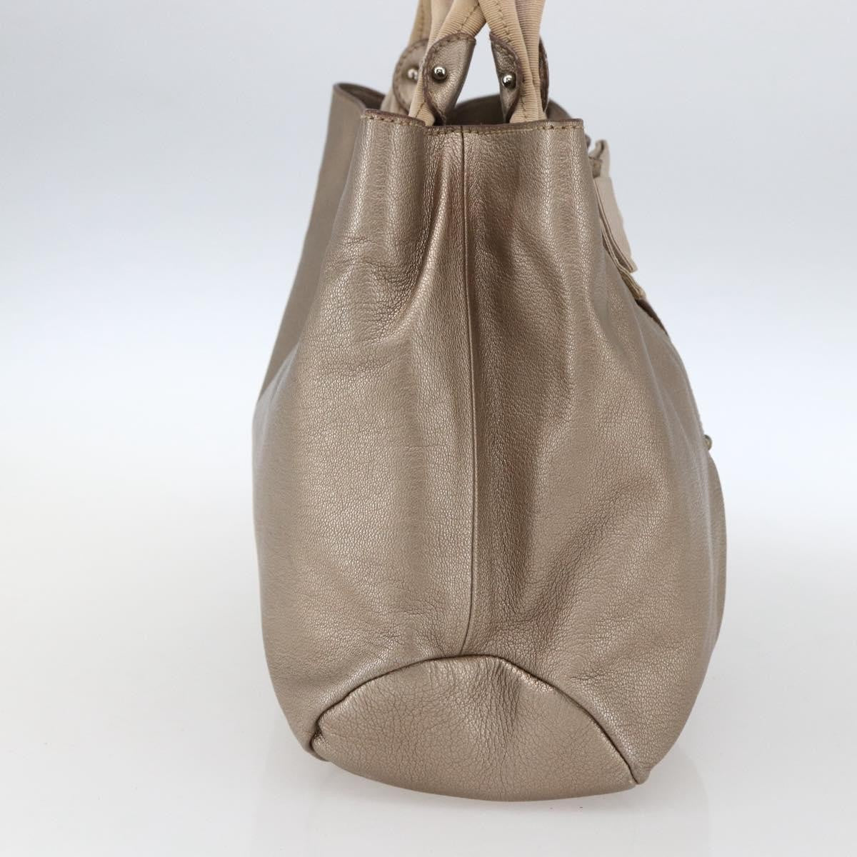 Salvatore Ferragamo Vala Leather Gold Leather Handbag (Pre-Owned)