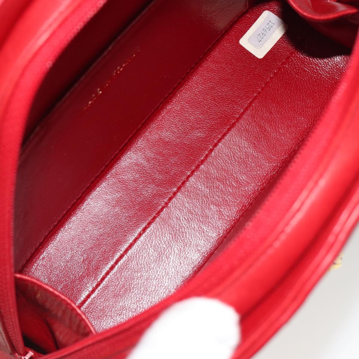 Chanel Vintage Chain Evening Mixed Quilt Lambskin Red Leather Clutche & Pouche Bag (Pre-Owned)