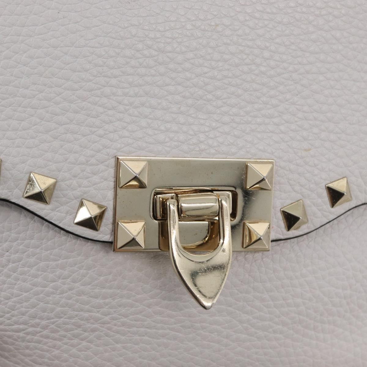 Valentino Garavani Rockstud Flip Lock Flap Leather White_Gold Leather Shoulder Bag Bag (Pre-Owned)