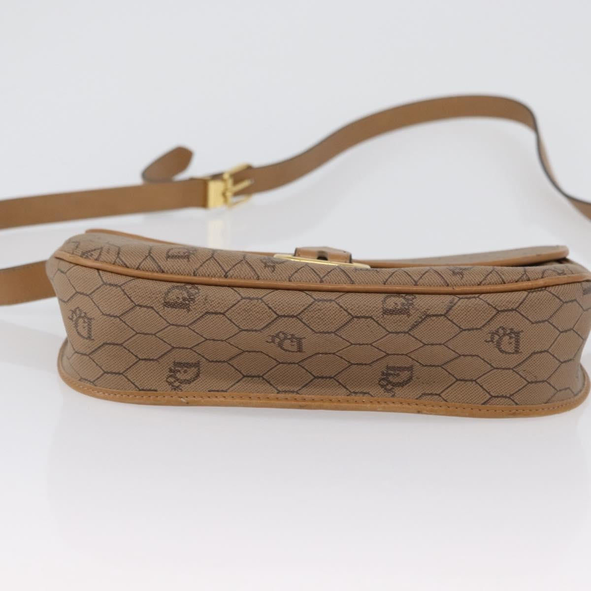 Christian Dior Vintage Honeycomb Canvas And Leather Beige Canvas Shoulder Bag Bag (Pre-Owned)