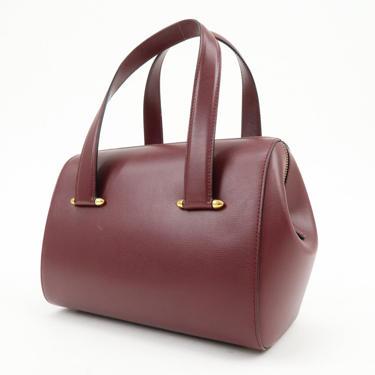 Cartier Must De Cartier Boston Leather Burgundy Leather Travel Bag Bag (Pre-Owned)