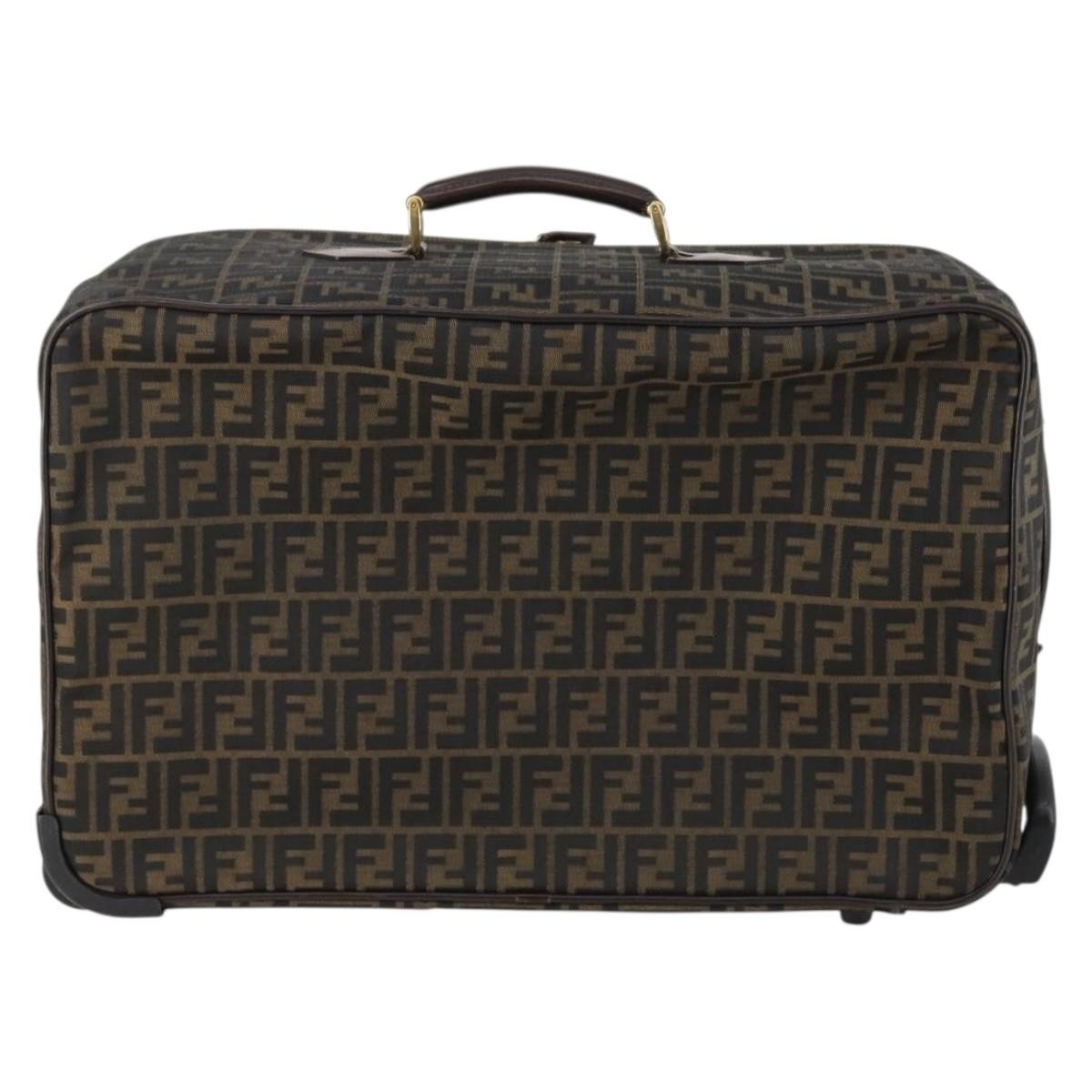 Fendi Vintage Rolling Suitcase Zucca Canvas Brown Canvas Travel Bag Bag (Pre-Owned)